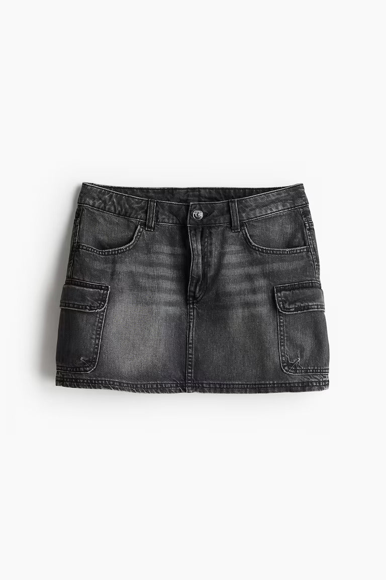 H&M DENIM CARGO MINI SKIRT
