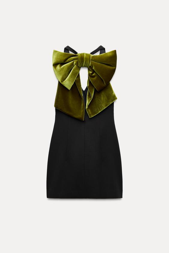 Zara VELVET BOW MAXI DRESS