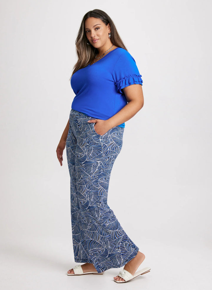 LAURA Leaf Print Pull-On Pants