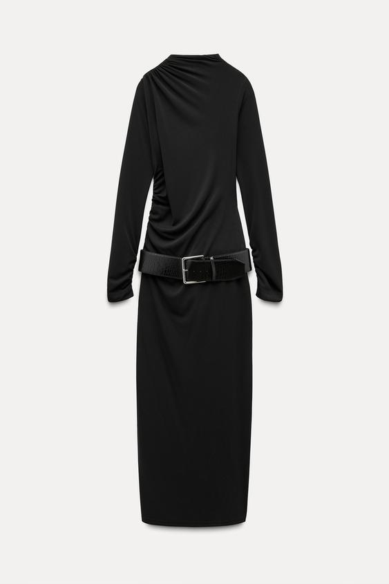 Zara GATHERED BELTED DRESS