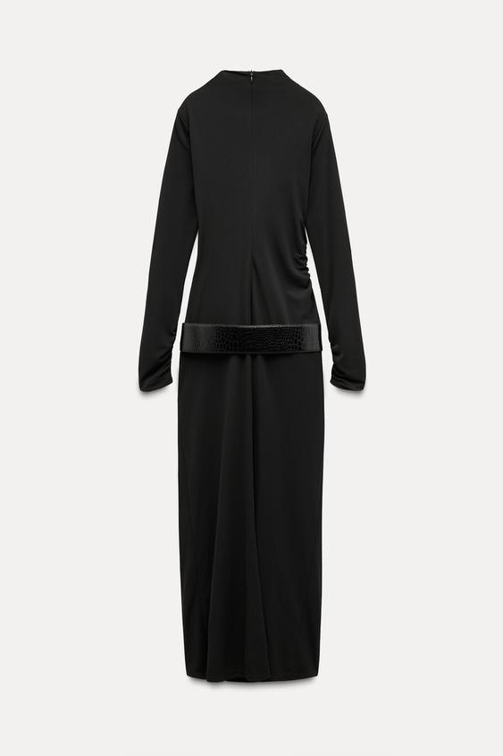 Zara GATHERED BELTED DRESS