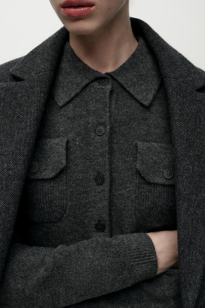 ZARA BASIC POLO COLLAR KNIT CARDIGAN