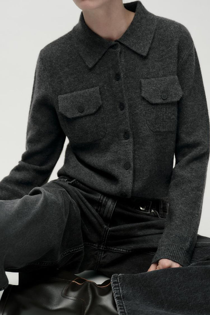 ZARA BASIC POLO COLLAR KNIT CARDIGAN