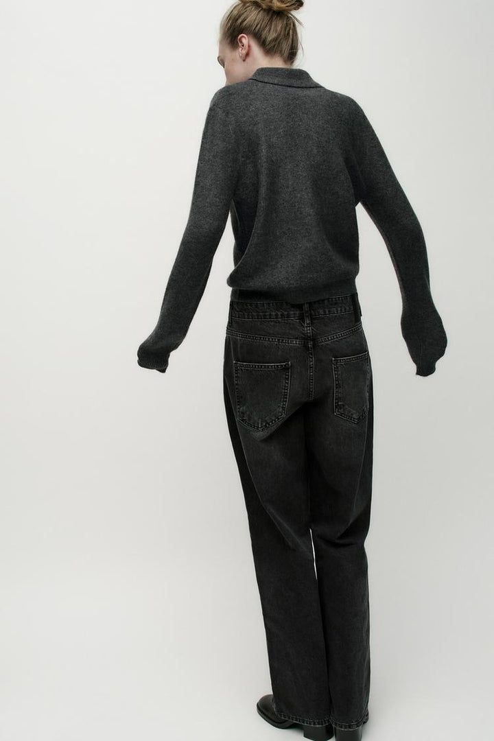 ZARA BASIC POLO COLLAR KNIT CARDIGAN
