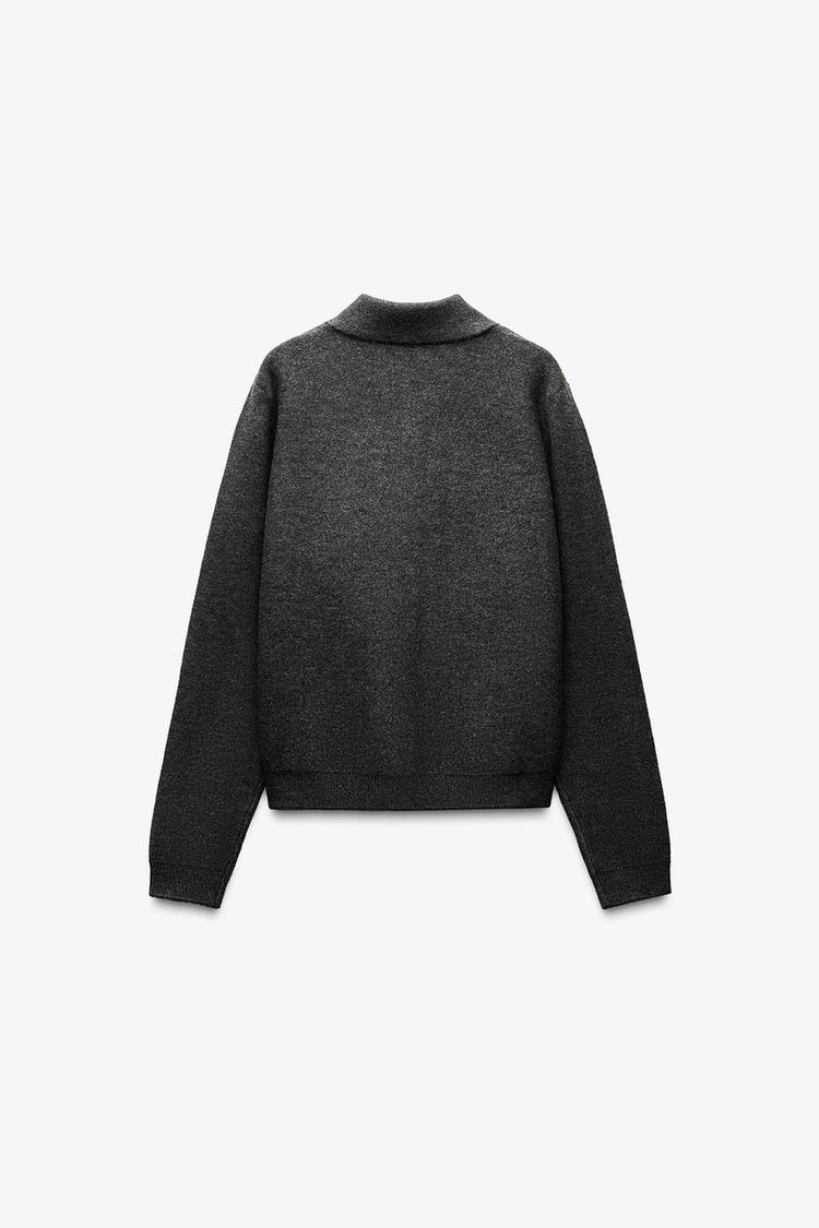 ZARA BASIC POLO COLLAR KNIT CARDIGAN