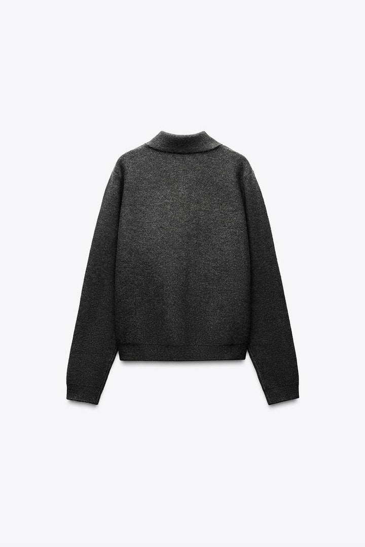 ZARA BASIC POLO COLLAR KNIT CARDIGAN