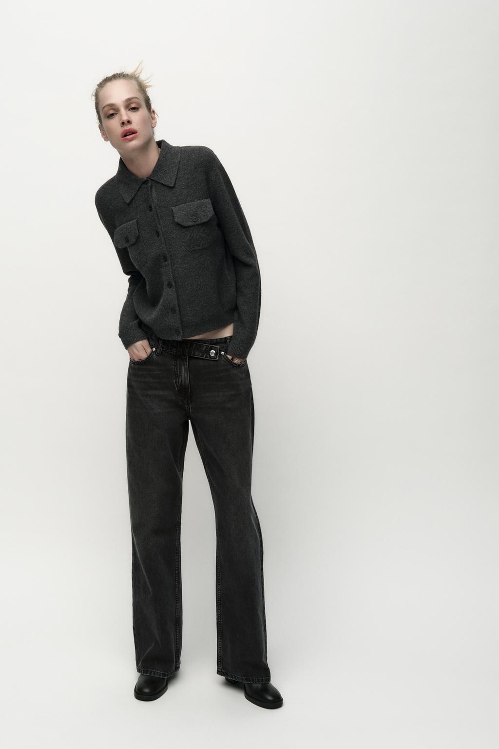 ZARA BASIC POLO COLLAR KNIT CARDIGAN