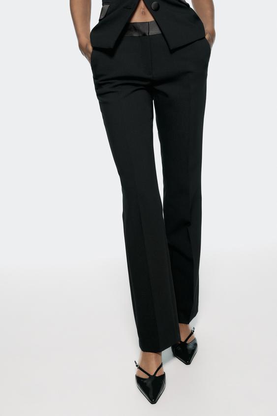 Zara TUXEDO PANTS WITH COMBINATION SATIN EFFECT WAIST