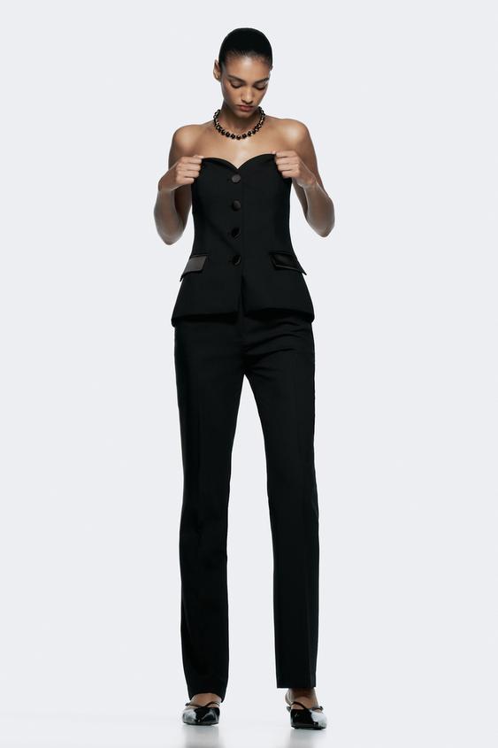 Zara TUXEDO PANTS WITH COMBINATION SATIN EFFECT WAIST