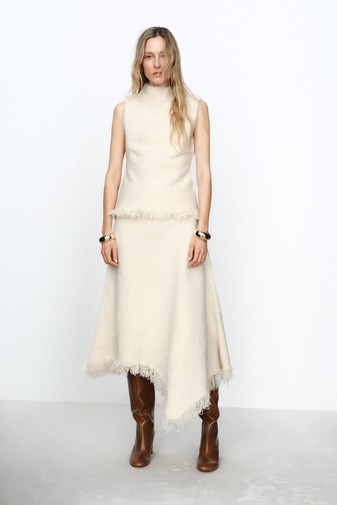 ZARA FRINGED KNIT TOP