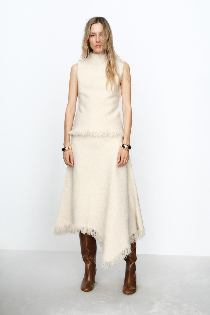 ZARA FRINGED KNIT TOP