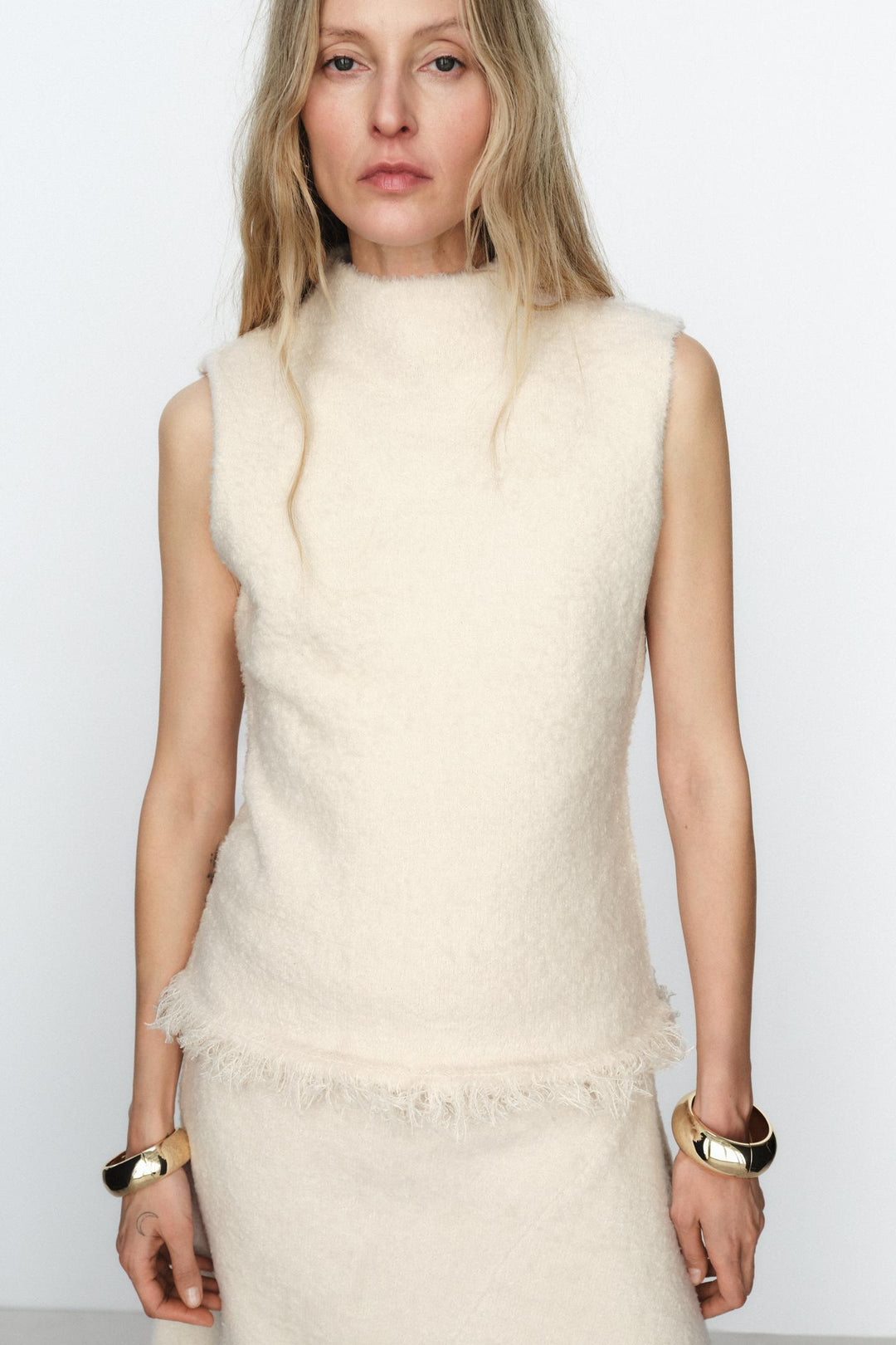 ZARA FRINGED KNIT TOP