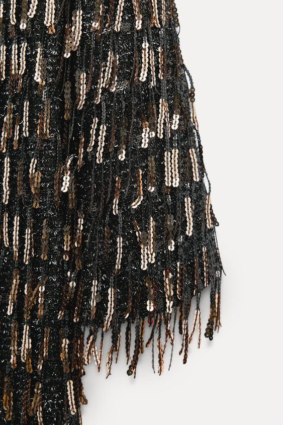 Zara SEQUIN FRINGED MINI DRESS