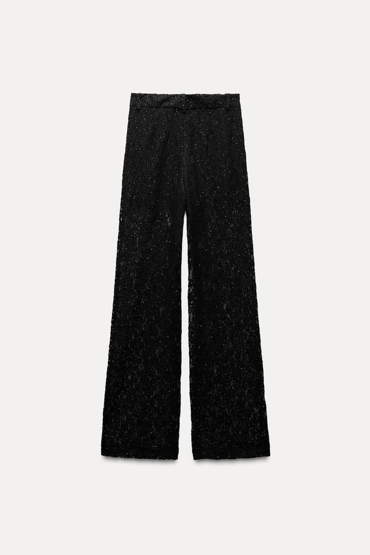 Zara SEQUINED LACE PANTS