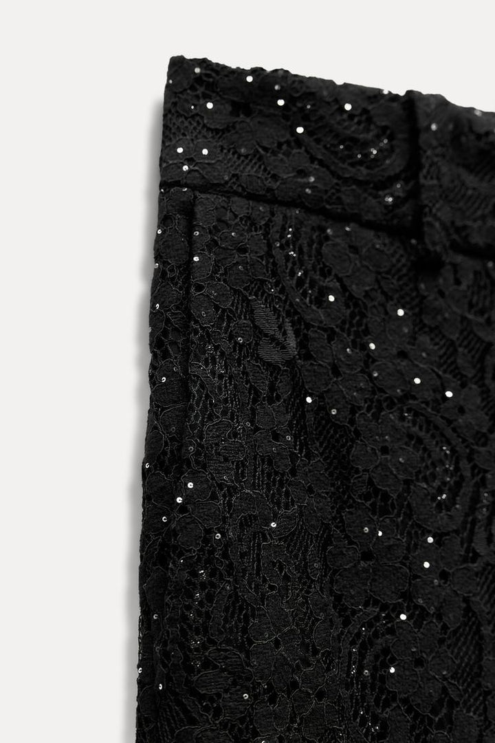 Zara SEQUINED LACE PANTS