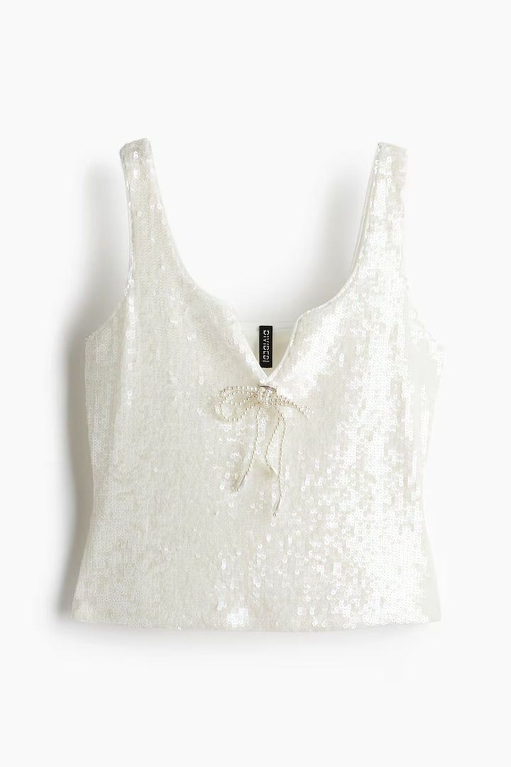 H&M Bow-Detail Sequined Top