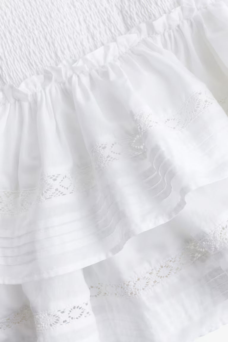 H&M LACE-INSET TIERED SKIRT