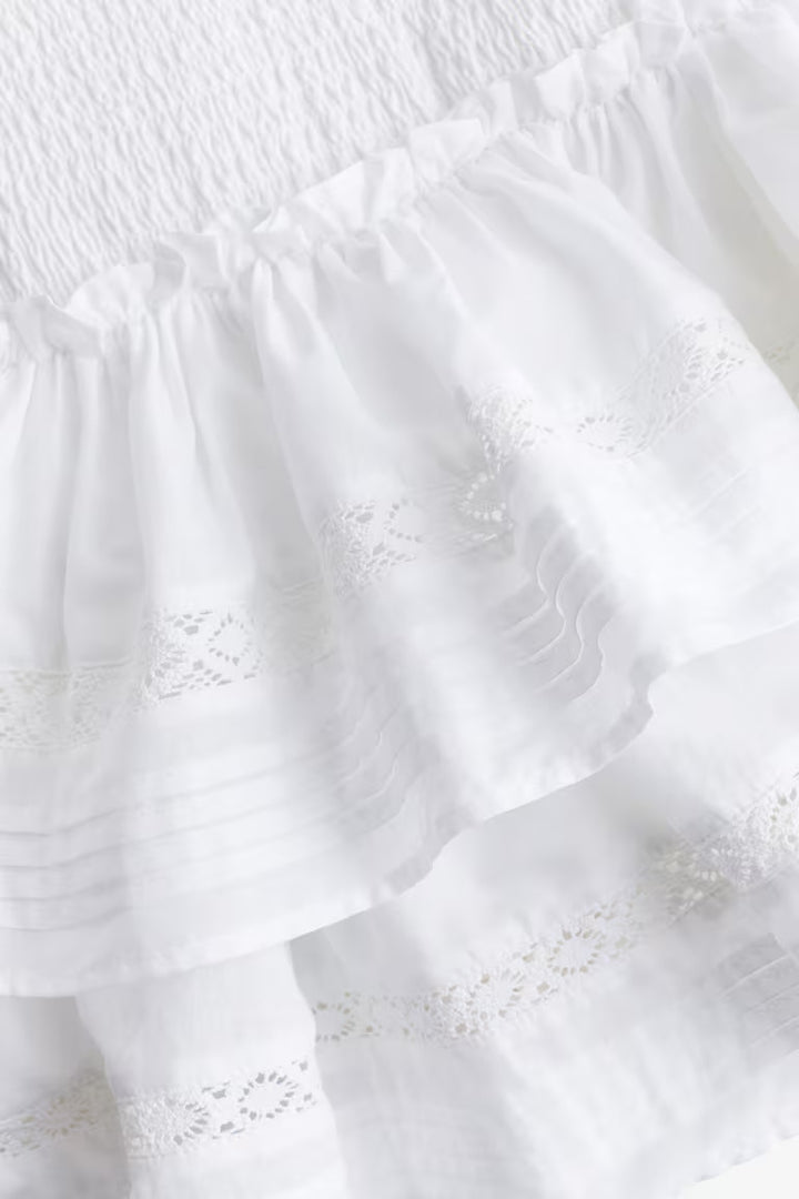 H&M LACE-INSET TIERED SKIRT