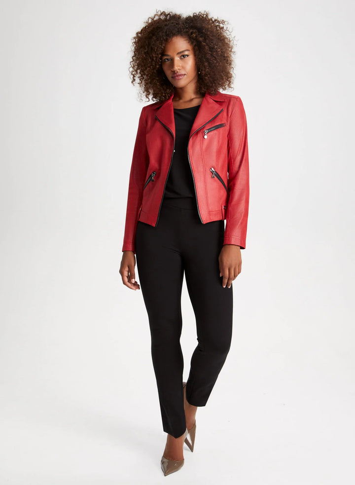 LAURA Zip Detail Faux Suede Jacket