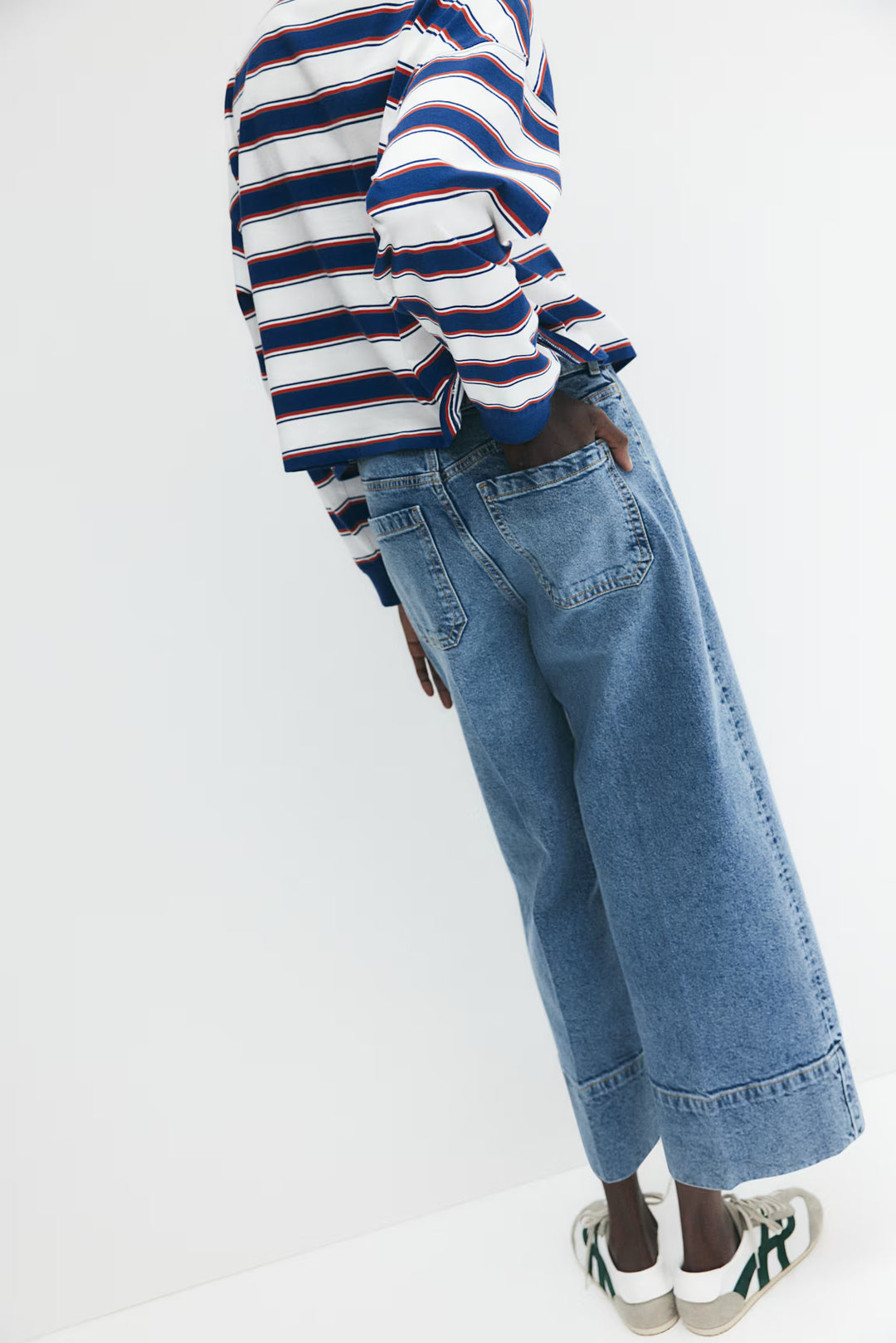 H&M High Rise Wide Leg Cropped Jeans