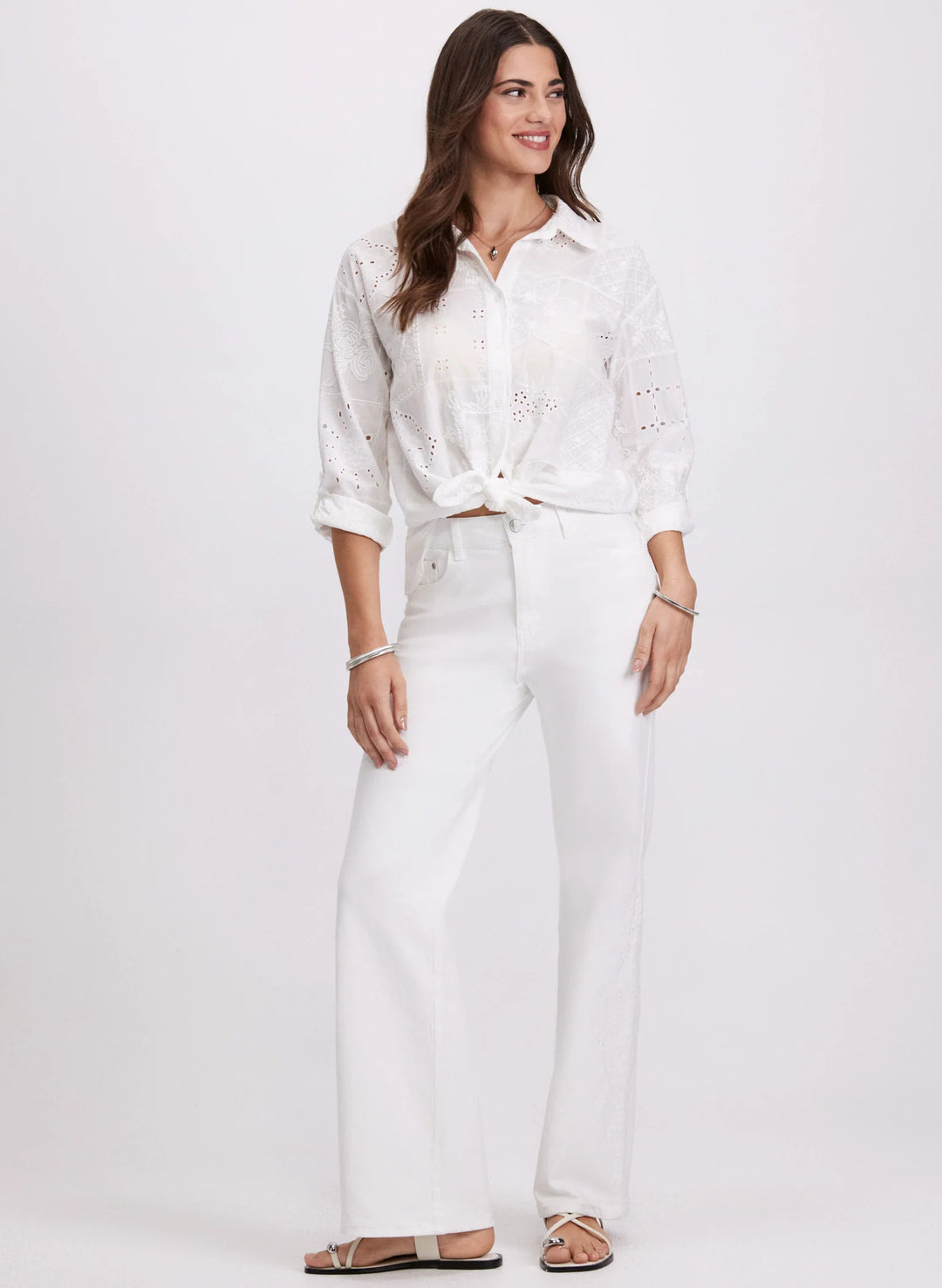 LAURA Embroidered Button-Down Blouse