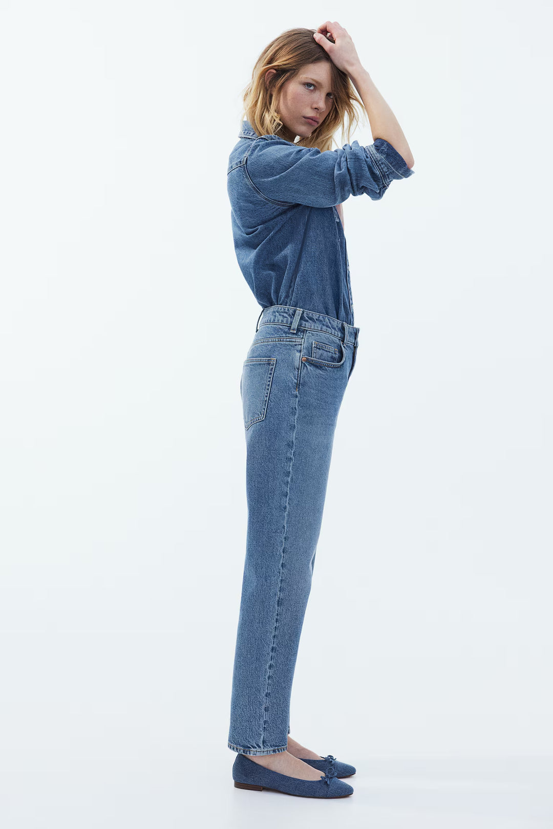 H&M High Rise Slim Leg Mom Jeans