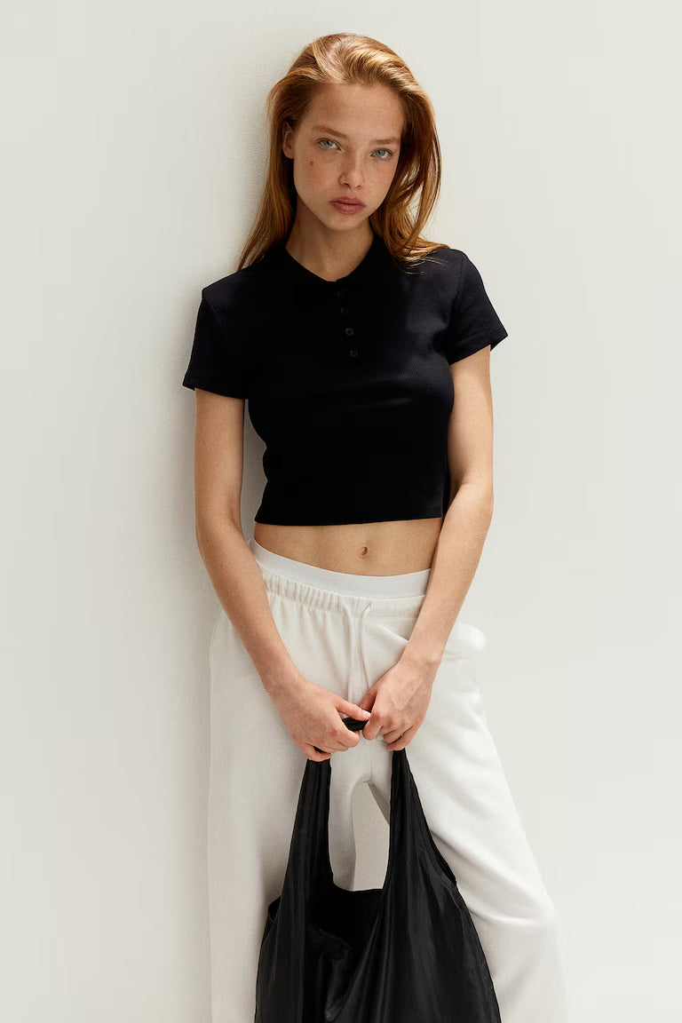 H&M RIBBED POLO SHIRT