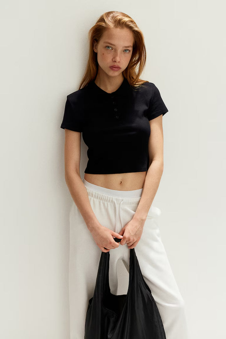 H&M RIBBED POLO SHIRT