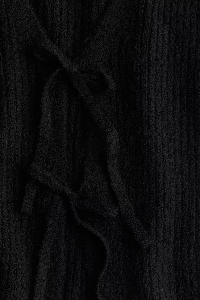 H&M TIE-DETAIL RIB-KNIT TOP