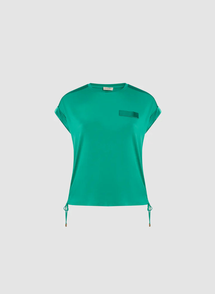 LAURA Solid T-Shirt with Satin Details