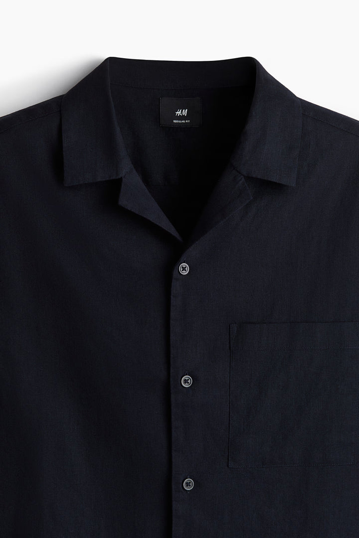 H&M Regular-Fit Short-Sleeved Linen-Blend Shirt
