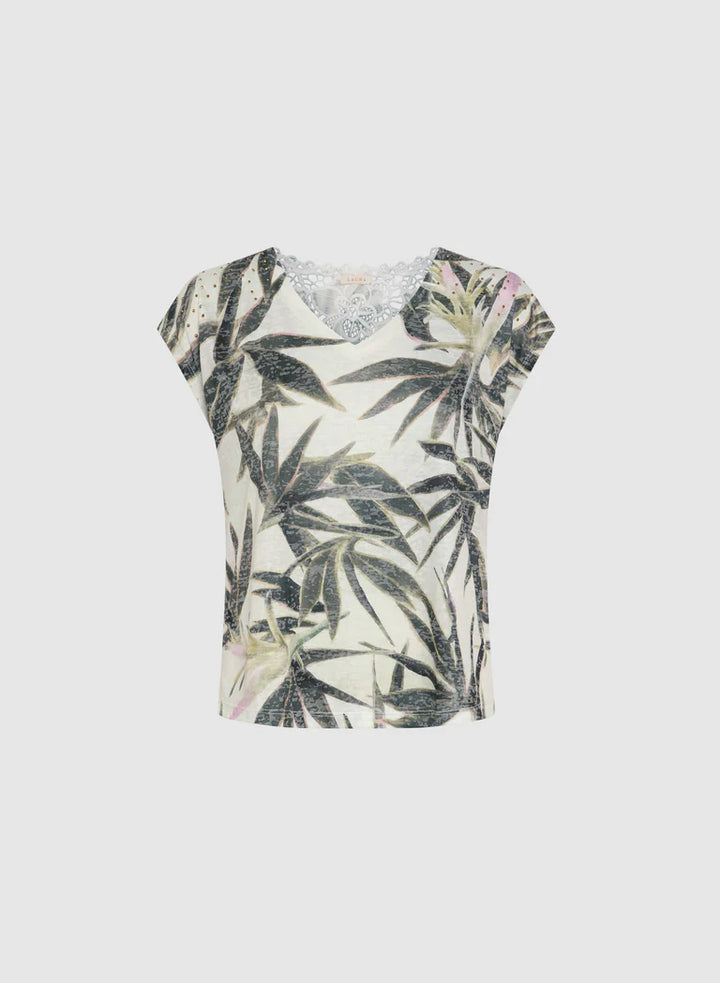 LAURA Embellished Palm Print T-Shirt