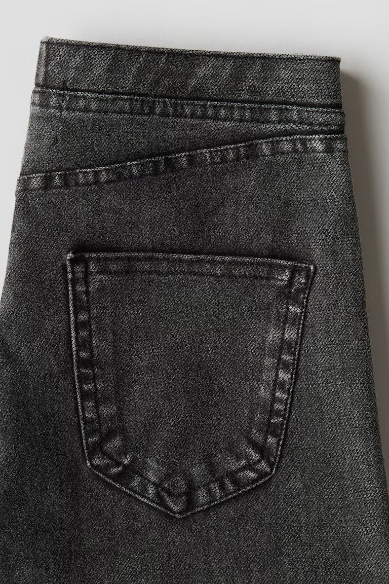 H&M Wide-Leg Denim-Look Pants