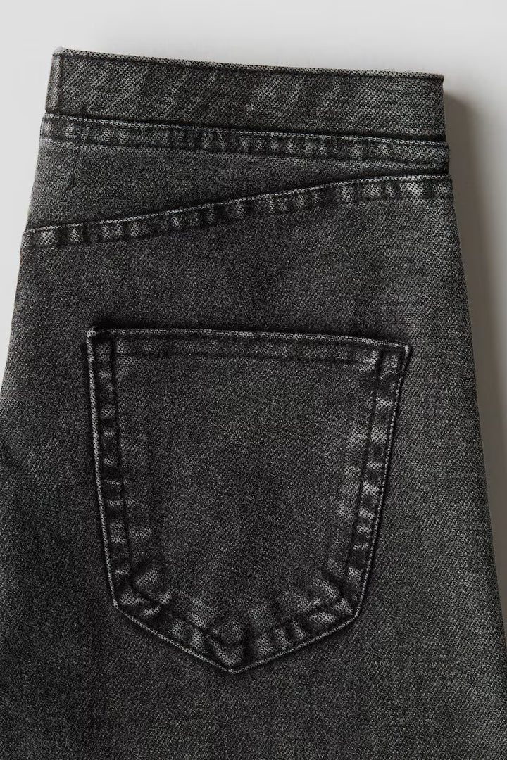 H&M Wide-Leg Denim-Look Pants