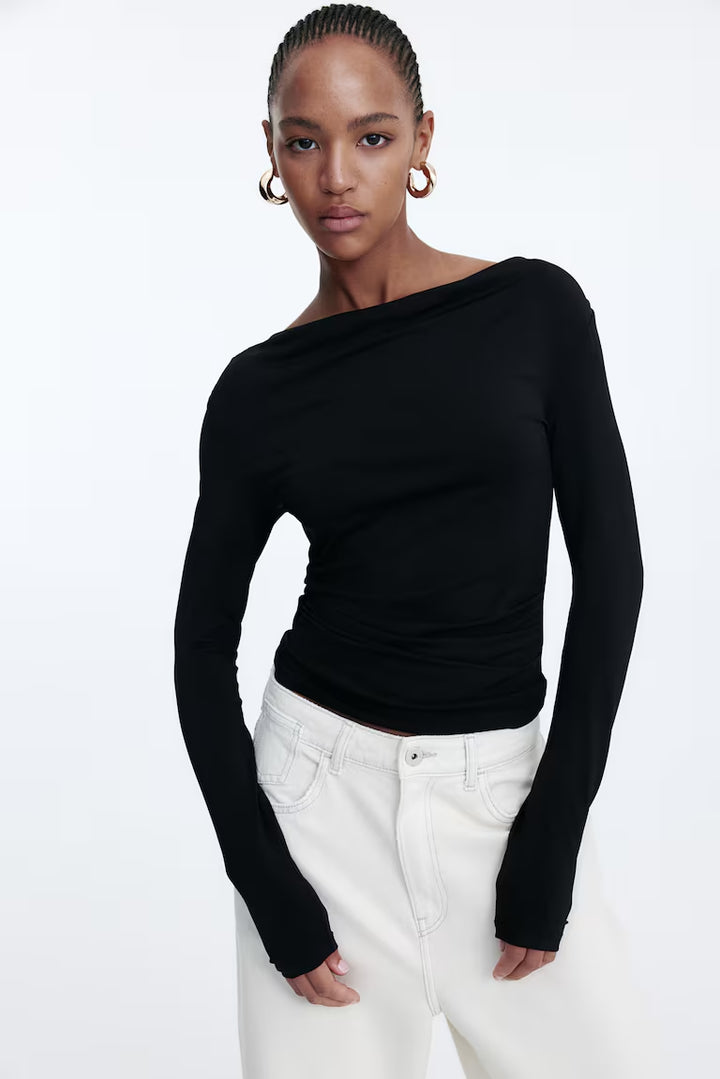 H&M DRAPED JERSEY TOP