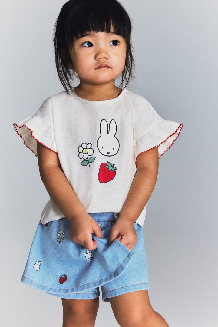 H&M Embroidered-Detail Denim Skort