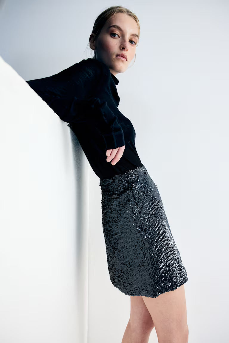 H&M SEQUINED MINI SKIRT