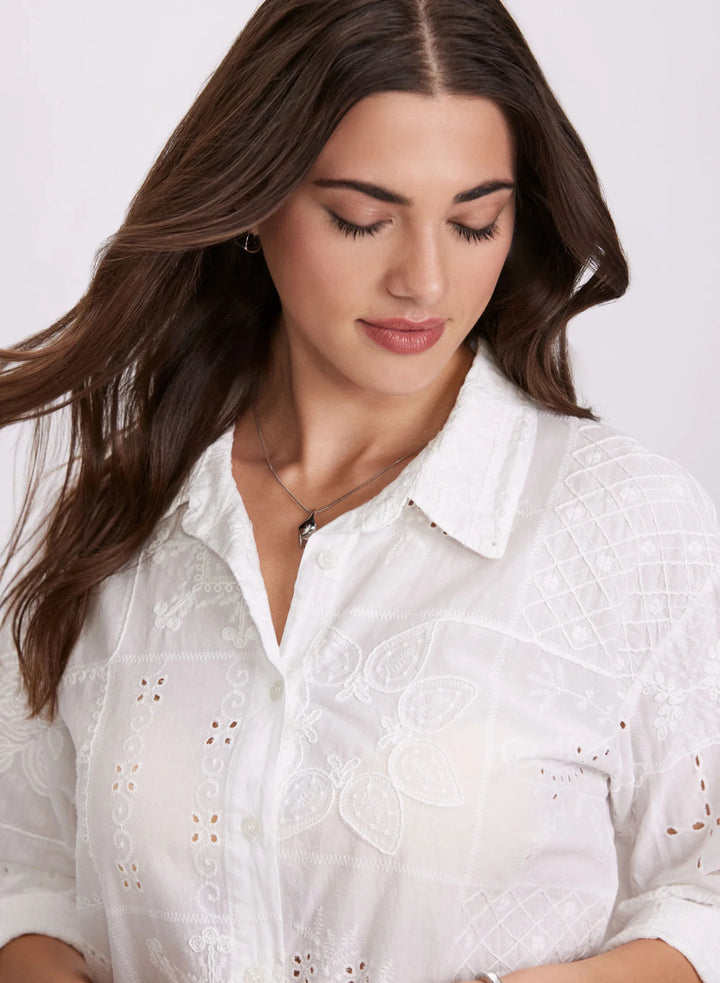 LAURA Embroidered Button-Down Blouse