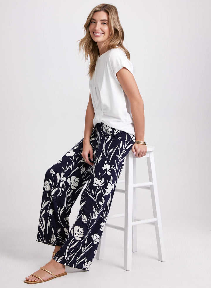 LAURA Wide-Leg Floral Print Pants