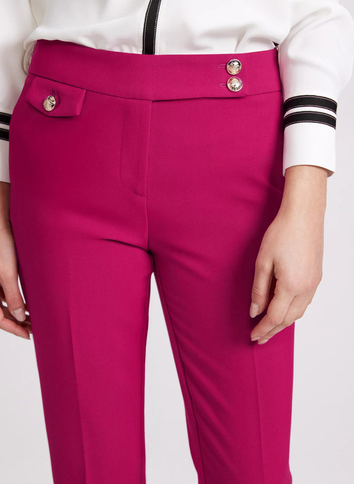 LAURA Emma Embossed Button Slim-Leg Pants