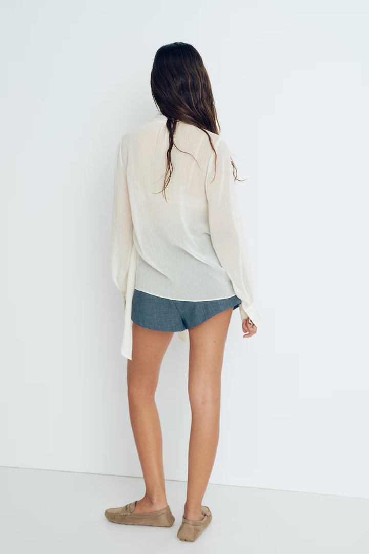 H&M Tie-Neck Chiffon Blouse