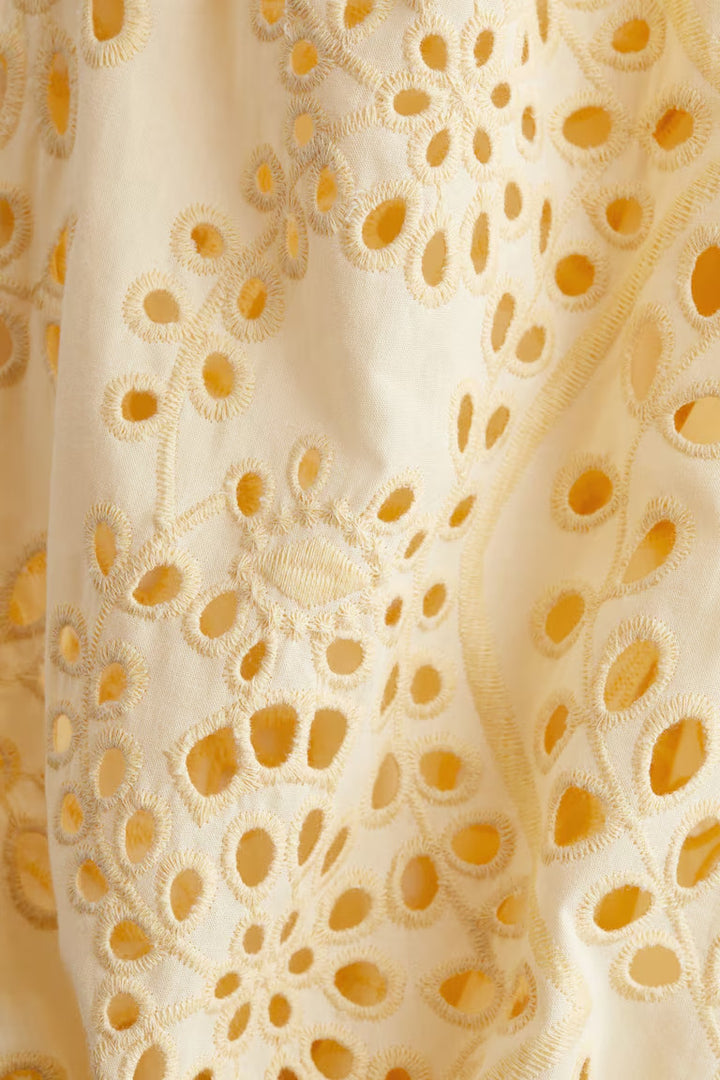 H&M Dress with Eyelet-Embroidered Sleeves