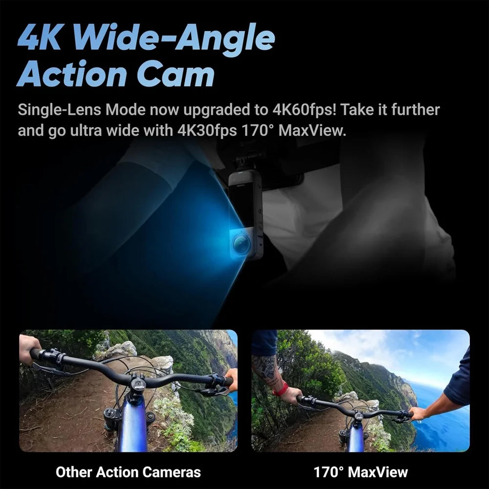 Insta360 CINSABMA X4 360 Camera 284752: Tiny 2.7K Action Cam, Hands-Free POV, Waterproof Bundle with 3 YR CPS Enhanced Protection Pack, 128GB Memory Card, All-In-1 Surf Kit & Compact Power Grip