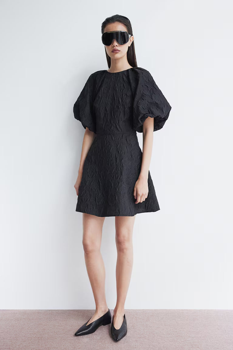 H&M Jacquard-weave Tie-back Dress