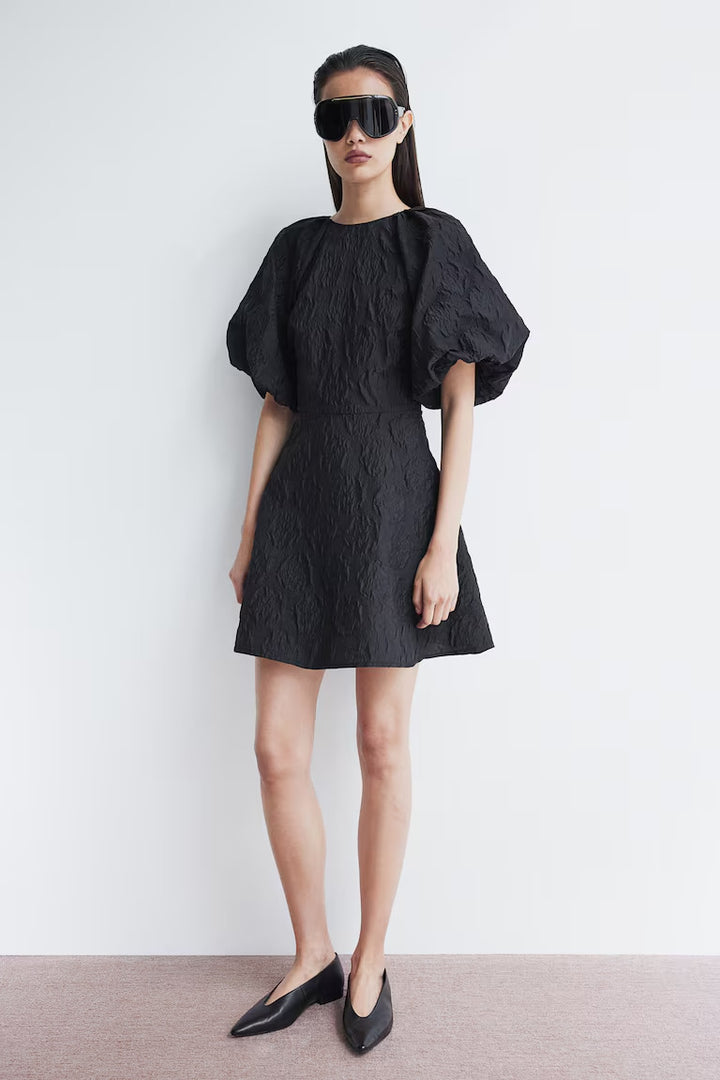 H&M Jacquard-weave Tie-back Dress