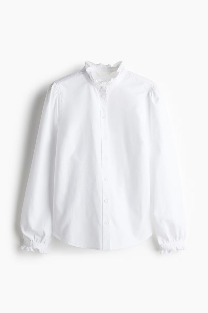 H&M Ruffle-trimmed Oxford Blouse