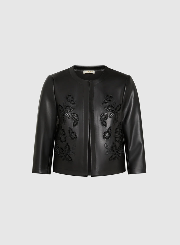 LAURA Embroidered Vegan Leather Jacket