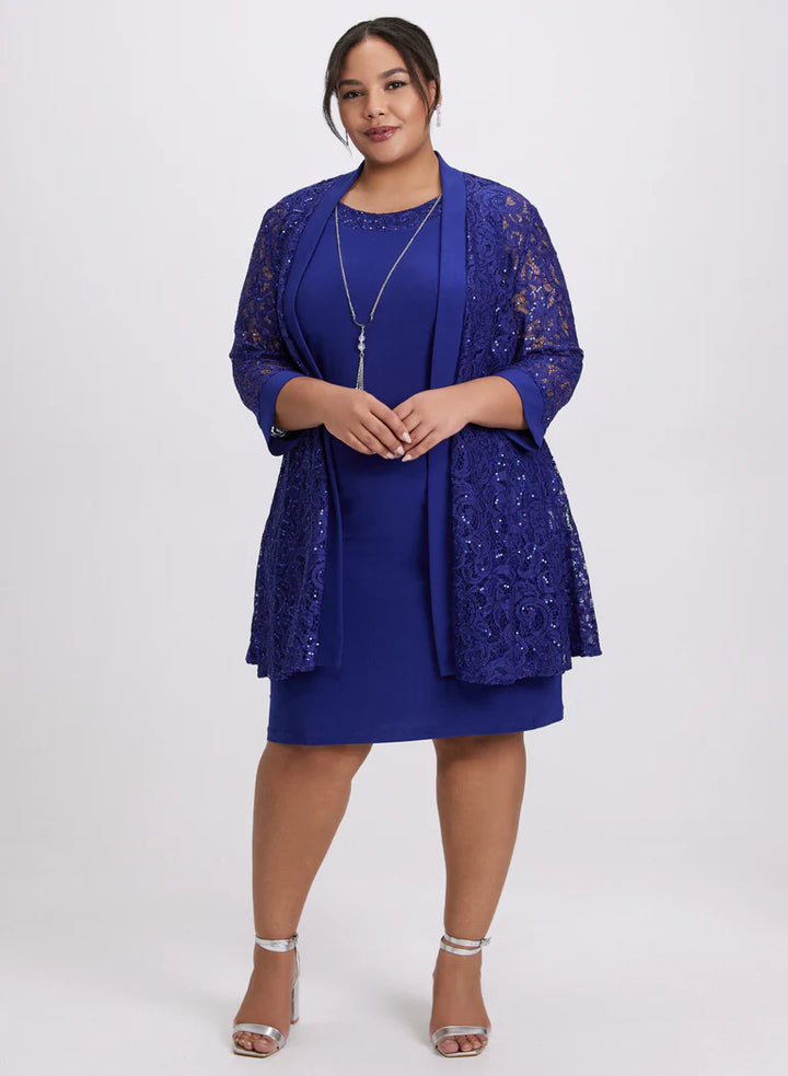 LAURA Sequined Lace Jacket & Dress Set