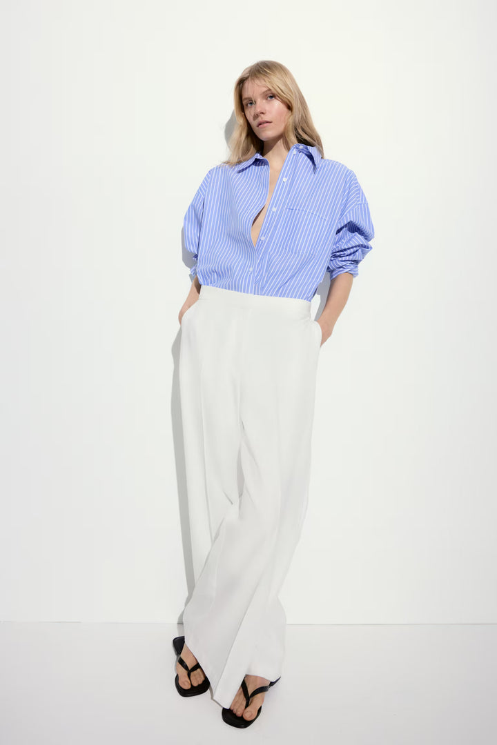 H&M Wide-Leg Linen-Blend Pants