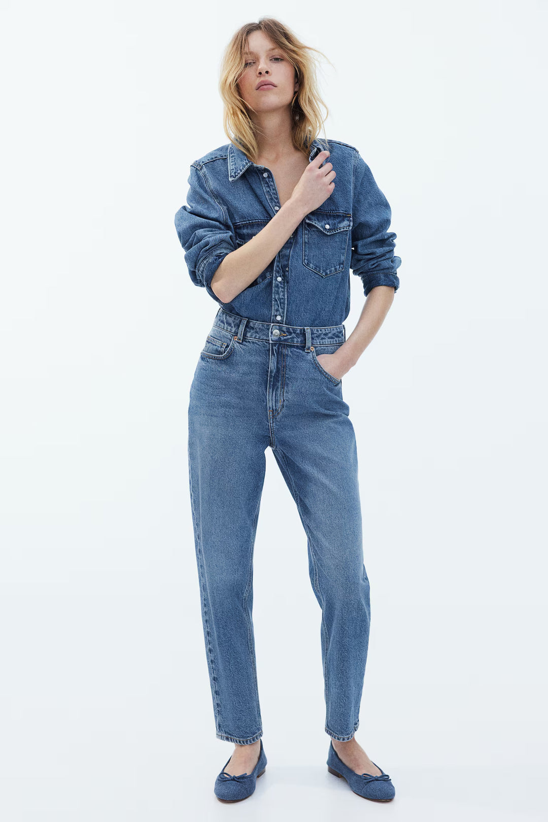 H&M High Rise Slim Leg Mom Jeans
